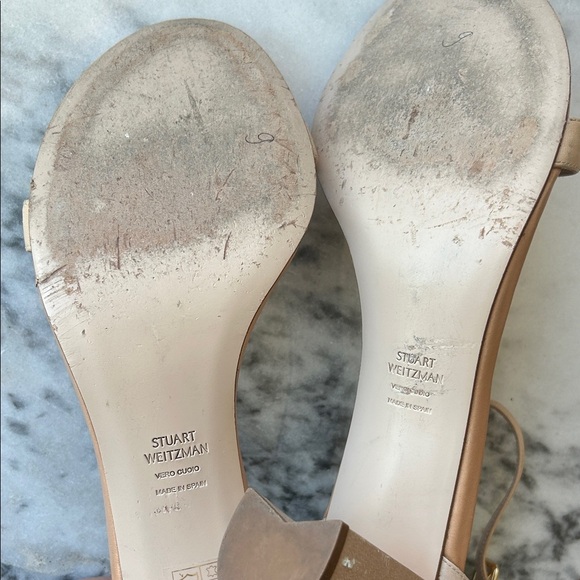 Stuart Weitzman Nude High Heel Block Sandals | 11 - Picture 4 of 7